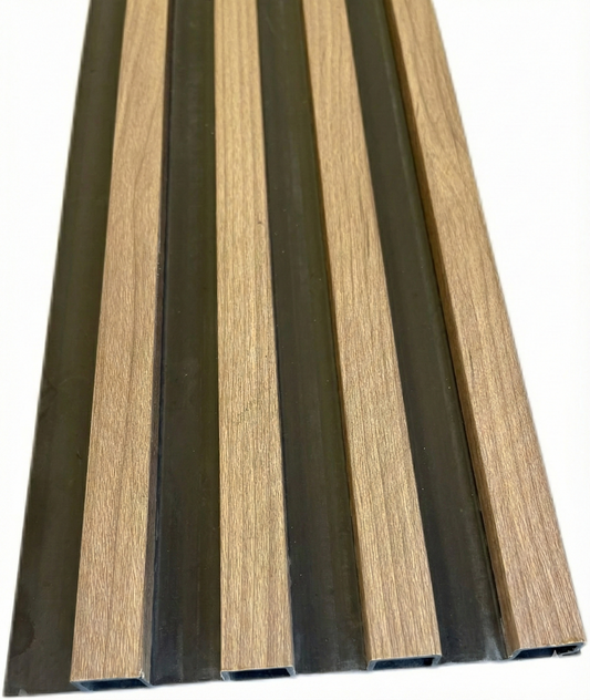 סרגל  אפור כהה בשילוב טקסטורת עץ  אלון טבעי  – דגם  444  | 280×15×1.6 ס״מ