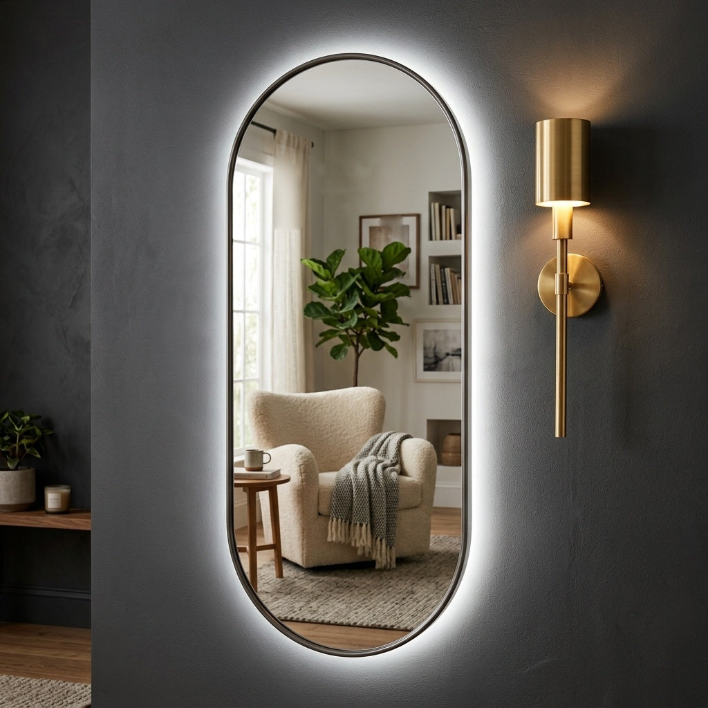 מראת LED אורגנית גלית תאורה תלת-גונית | דגם CTL1018 | 80×180 ס״מ